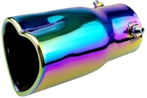 OtpOutopa Car Exhaust Tip 2.5 inch Inlet, Universal Car Exhaust Pipe Modification Tail Throat Tail Pipe Stainless Steel Muffler Tip, Adjustable Heart Shaped Car Thickened Pipe (Straight,Colorful)