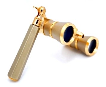 UPC 609722308564, Finissimo Optics 3x25 Titanium Finish Opera Glasses with Extendable Handle and Red Reading LED Flashlight / Theater Binoculars / with Gold Trim