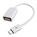 Livestream® 5-inch Micro USB to USB Host Adapter Cable - Micro USB Male to USB A Female Host Cable Adapter; Connect Thumb Drive, or Other USB Devices (White)