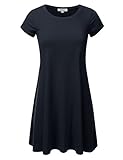 DRESSIS Women's Round Neck Short Sleeve Flared Flowy Tunic Dress