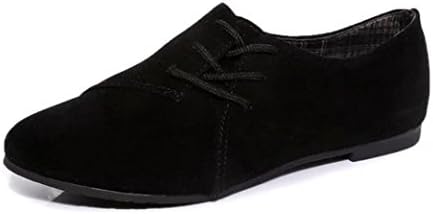 JIANGfu Women Lace Up Flats Shoes Slip On Comfort Shoes Flat Shoes Loafers Office Shoes Casual Shoes (Black, 39)