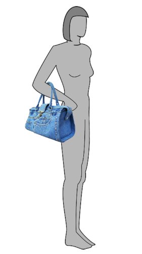 BDJ Classic Blue Denim Jean Doctor Style with Hand Stitching Edge Women Handbag