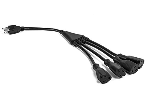 ClearMax 1-to-4 Power Cord Splitter Cable -18" Inches - Black