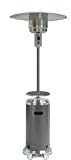 Hiland HLDS01-SSHST 48,000 BTU Propane Patio Heater w/Wheels and Table, Large, Hammered Silver/SS
