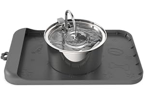 Tomxcute Pet Mat for Water Bowl,Non-Slip Waterproof Pet Placemat for Dog and Cat,Pet Feeding Mat Prevent Food and Water Overflow,Suit for Medium and Small Pet (36" *24", Grey)