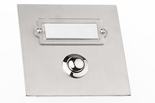 HUBER Flush-Mounted Bell Push Single Stainless Steel Door Bell Push Button with Name Plate Front Door Bell Flush-Mounted i Button Made of Brass - Bell Switch, Bell, Square