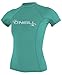 O'Neill Women's Basic 50+ Skins Short Sleeve Rash Guard, Light Aqua, Medium