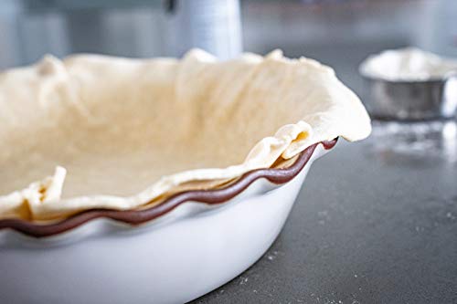 Jefferson Street Ceramics Artisan Stoneware Pie Dish- Fluted 9 inch Deep Dish Ceramic Pan for Baking- Modern Scratch Resistant Pottery Glaze - Large Handcrafted Plate - Made in USA (New England White)