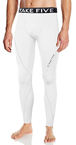 New Men Sports Winter Warm Thermal Skin Tights Compression Base Under Layer Long Pants (L, NP512 WHITE)