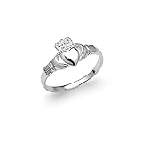 River Island Jewelry - Sterling Silver Irish Claddagh Friendship and Love Celtic Ring Ladies Women's Size 5 6 7 8 9 (10)