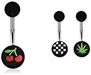 Pupick Bellybutton Ring Body Piercing Jewelry Surgical Steel Silicone Picture Navel Banana With Uv Ball 14g Multiple Style