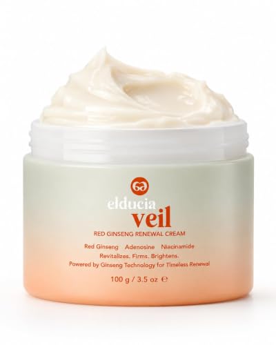 elducia Korean Red Ginseng Collagen Day & Night Cream, Face Moisturizer for Women with 2% Niacinamide, 5-Peptide Complex & Hyaluronic Acid, Brightening, Firming, Hydrating, Glass Skin Renewal Cream, 100ml