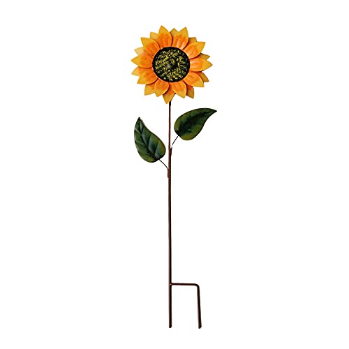 BELUAPI Metal Sunflower Windmill,Flower Wind Spinner with Ground Stake,Vertical Sculpture Stake Wind Spinner Catcher for Outside Yard Garden Lawn Decoration(31in)