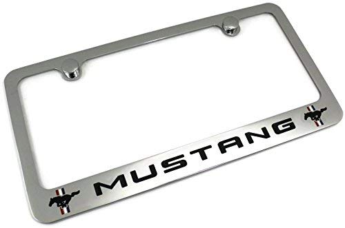 DanteGTS FORD MUSTANG Logo License Plate Frame Chrome Plated Brass Hand Painted Engraved (Certified Refurbished)