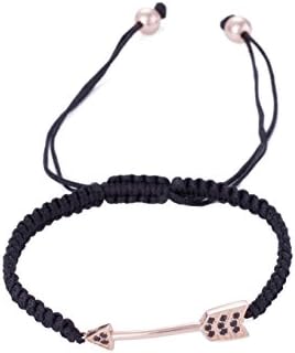 DDRICH Arrow Black Wax Rope Braid Bracelet Arrow Anklet Adjustable Macrame Friendship Bracelet Gift for Her (RG arrow)