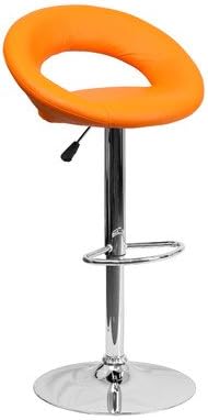 Timothy Adjustable Height Swivel Bar Stool with Cushion (Orange)