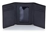 Stealth Mode Trifold RFID Blocking Leather Wallet for Men (Black)
