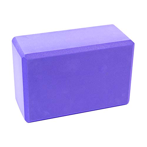 Sol Living Yoga Block Yoga Block - Compact Durable High Density EVA Foam Block for Balance & Stability Exercise Fitness Pilates & Yoga Accessory - Purple