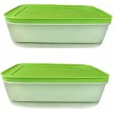 Tupperware 1L Freezermate Storage container 2 Piece GREEN Plastic Utility Container (Pack of 2, Green)