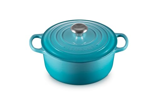Le Creuset Signature Gusseisen-Bräter mit Deckel, Ø 24 cm, Rund, Für alle Herdarten und Induktion geeignet, Volumen: 4,2 l, 4,305 kg, Karibik, 2117724