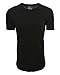 YoungLA Long Workout Shirts for Men Basic Elongated Drop Tail Hipster T-Shirts 411 Black Medium