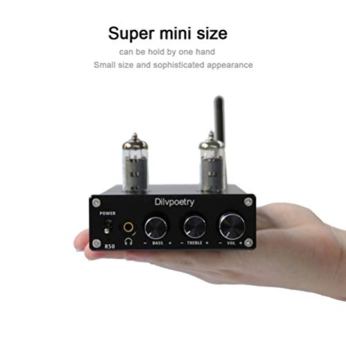 Dilvpoetry R50 6J4 Bluetooth Tube Amplifier HiFi Audio Stereo Digital Headphone Amplifiers Treble Bass Desktop Preamplifier Preamp(Black) - Thumbnail 6