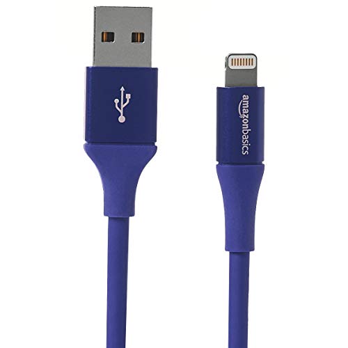 AmazonBasics USB A Cable with Lightning Connector, Premium Collection, MFi Certified iPhone Charger, 10 Foot, Blue