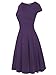 oxiuly Women's V-Neck Cap Sleeve Floral Casual Work Stretch Swing Dress OX233 (S, Purple Soild)