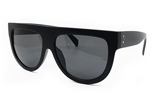 O2 Eyewear 6520 Oversize XL Mirror Tint Havana Shadow Style Designer Flat Top Womens Mens Sunglasses (BLACK, XL)