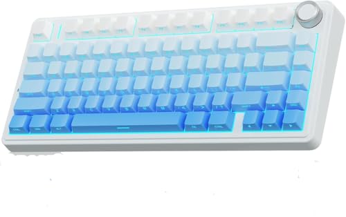 AULA F75 Mechanical Keyboard,75% Wireless Gaming Creamy Keyboards,Hot Swappable Custom Bluetooth Keyboard with Knob, BT5.0/2.4GHz/USB-C,RGB Backlit,Sounding-Switches PBT Keycaps- Gradient Blue