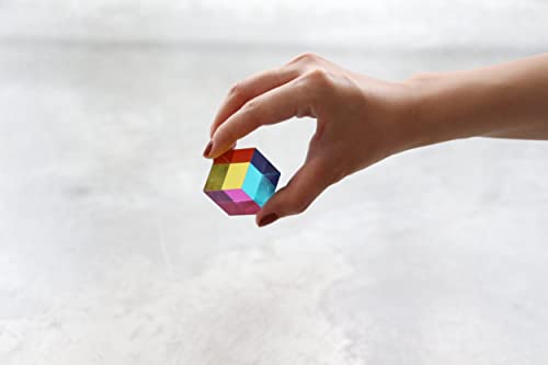CMY Cubes Mini (30mm) - Cyan, Magenta & Yellow Cube - Optical Color Cube - Teaches Subtractive Color Mixing - Educational, Scientific, Physics & Kinetic Art Desk Object, STEAM