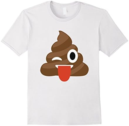 Men's Poop Tongue Out Face Eye Wink Emoji T Shirt 2XL White