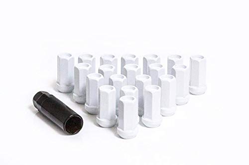 CPR CLOSE ENDED STEEL 17HEX WHEEL RACING LUG NUTS WHITE 12X1.5 KEY