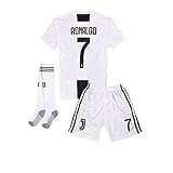 2018-2019 Home C Ronaldo #7 Juventus Kids Or Youth Soccer Jersey & Shorts & Socks White
