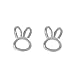 Paialco Sterling Silver Dainty Bunny Rabbit Ears Earring Studs for Girls, White Rhodium Plating