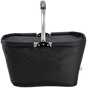 Lightweight Collapsible Foldable Insulated Thermal Picnic Bag Basket Cooler w/ Aluminum Handle, Large Family Size(Black)