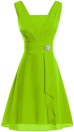 Anabridal Women's Chiffon A Line Tea Length Mother Bridesmaid Dress US22W Lime Green