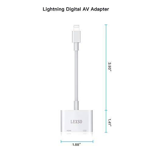 Digital Hdmi Adapter for Phone/iOS to Hdmi Cable Digital AV 2 in 1 Plug Play 1080P TV Converter Compatible with iPhone XR/XS/Max X 11/8/7/6/5Plus Table to TV Projector Monitor - Thumbnail 7