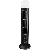 Fockety Tower Fan, 90 Degree Oscillating USB Portable Small Desk Fan with Night Light, 13in Fan Quiet Cooling Bladeless Table Fan for Bedroom Office Desktop (Black)