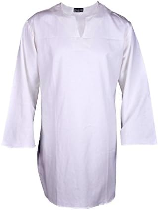 GothikShop Men's Jack Sparrow Pirate Shirt Medieval Costume Hippie Small Off-White