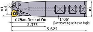 Mitsubishi AJXU09R162WA16S Series AJX Face Milling, Standard Shank Type, Right Hand, 2 Carbide Inserts, 16mm Cutting Diameter, 5.625" Length