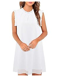 Vestido sin mangas de gasa sin mangas con volantes de verano de AUTCY para mujer