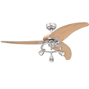 Westinghouse Lighting 7235700 Elite Indoor Ceiling Fan with Light, 48 Inch, Brushed Nickel