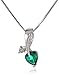 Amazon Essentials 10k White Gold Created-Emerald and Diamond Accent Leaf Heart Pendant Necklace, 18