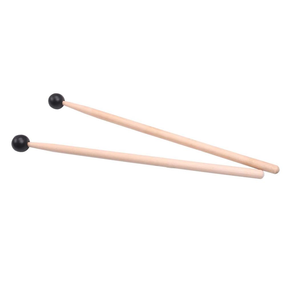 2Pcs Wooden Mallet Beater Sticks with Rubber Ball Head for Glockenspiel, Xylophone, Tuning Fork, Percussion Instruments, Easy Grip and Portable Design