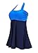 American Trends Womens Sporty Boyleg Swimdress Plus Size Vintage Halter One Piece Swimsuit Long Torso Skirted Bathing Suit