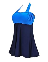 Bañador deportivo para dama Boyleg Plus Size Vintage Halter Traje de baño de una pieza Traje de baño con falda de torso largo