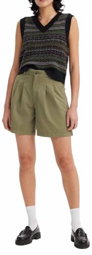 LEVIS Womens Pleated Trouser Short, DEEP Lichen Green, 46