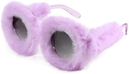 Amazon.com: LASPOR Women Plush Fuzzy Cat Eye Sunglasses Punk  display picture 1
