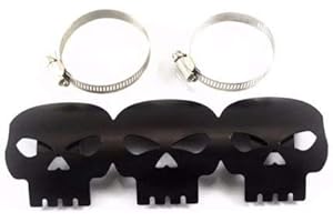 BHYSHOP 9" SKull Exhaust Muffler Pipe Heat Shield Cover Heel Guard for Harley Honda Kawasaki Suzuki Yamaha Chopper Cruiser CB (Black)